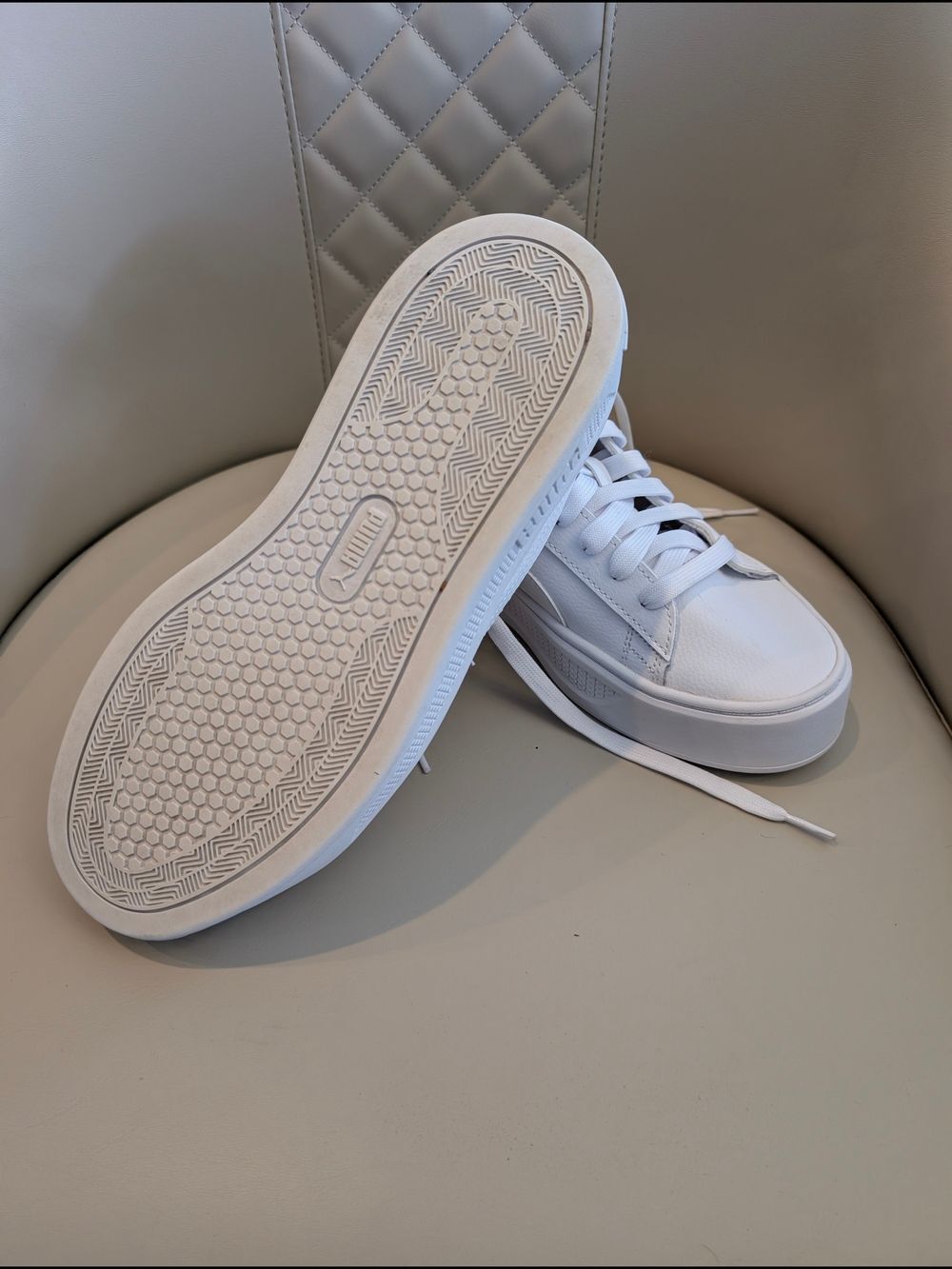 Puma Smash Platform Tennis White Low-Top Lace Sneakers Y2K - Picture 3 of 6